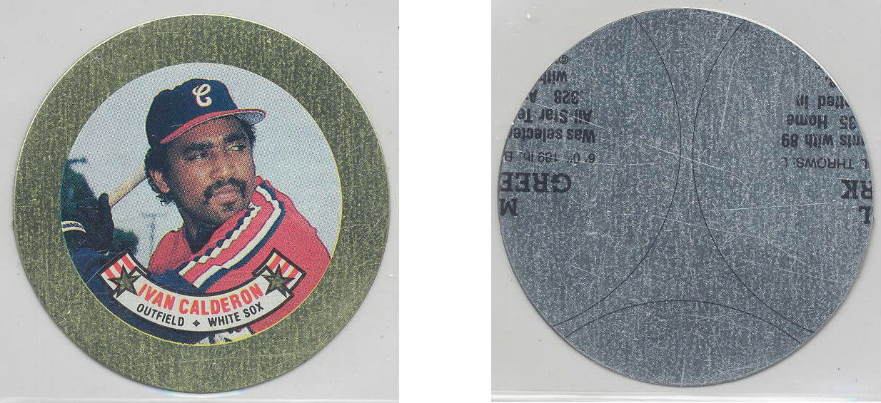 1988 Topps Baseball Coins Metal Proof Discs 006 Ivan Calderon